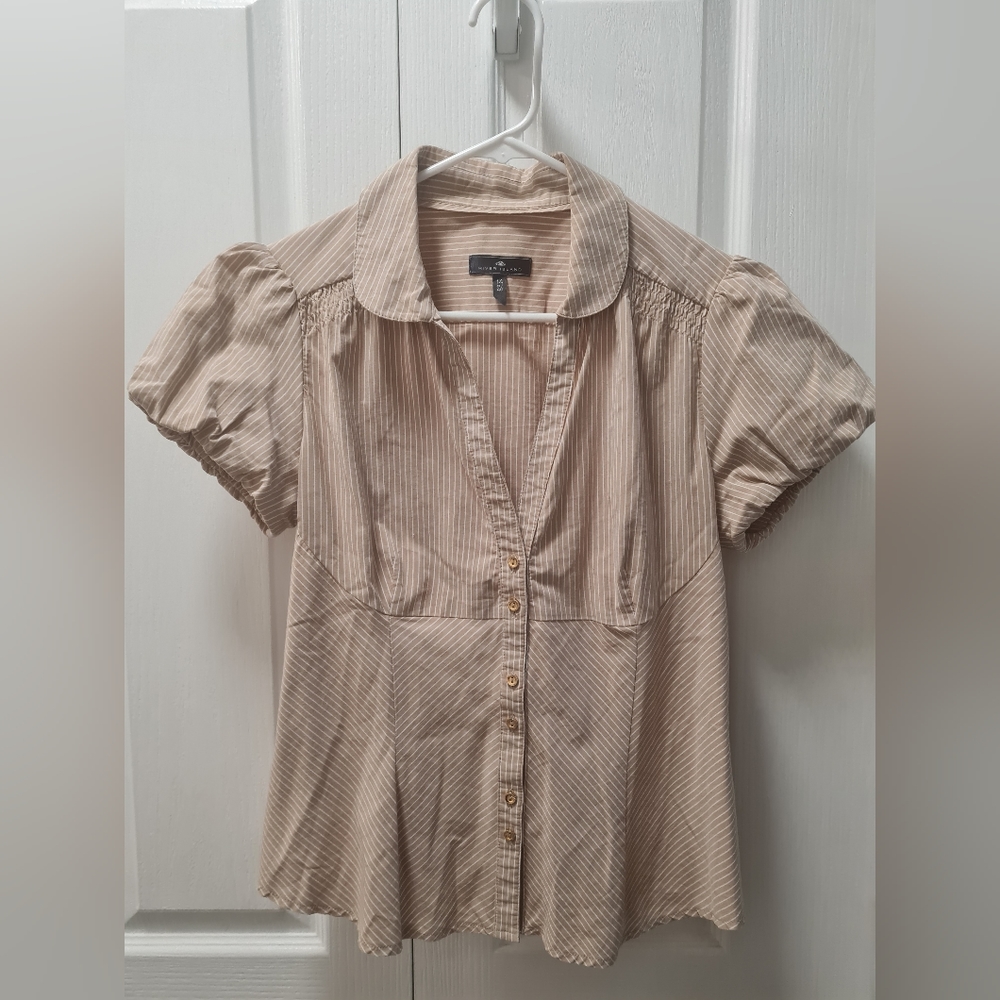 River Island cap sleeve button up blouse top